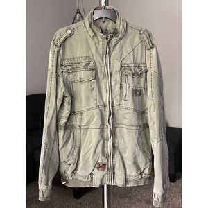 Army green thick zip-up jacket